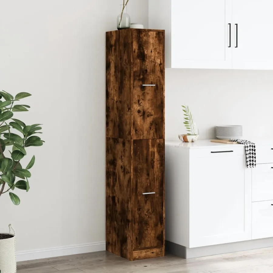 Armoire d'apothicaire chêne fumé 30x41x174,5 cm bois ingénierie - 3