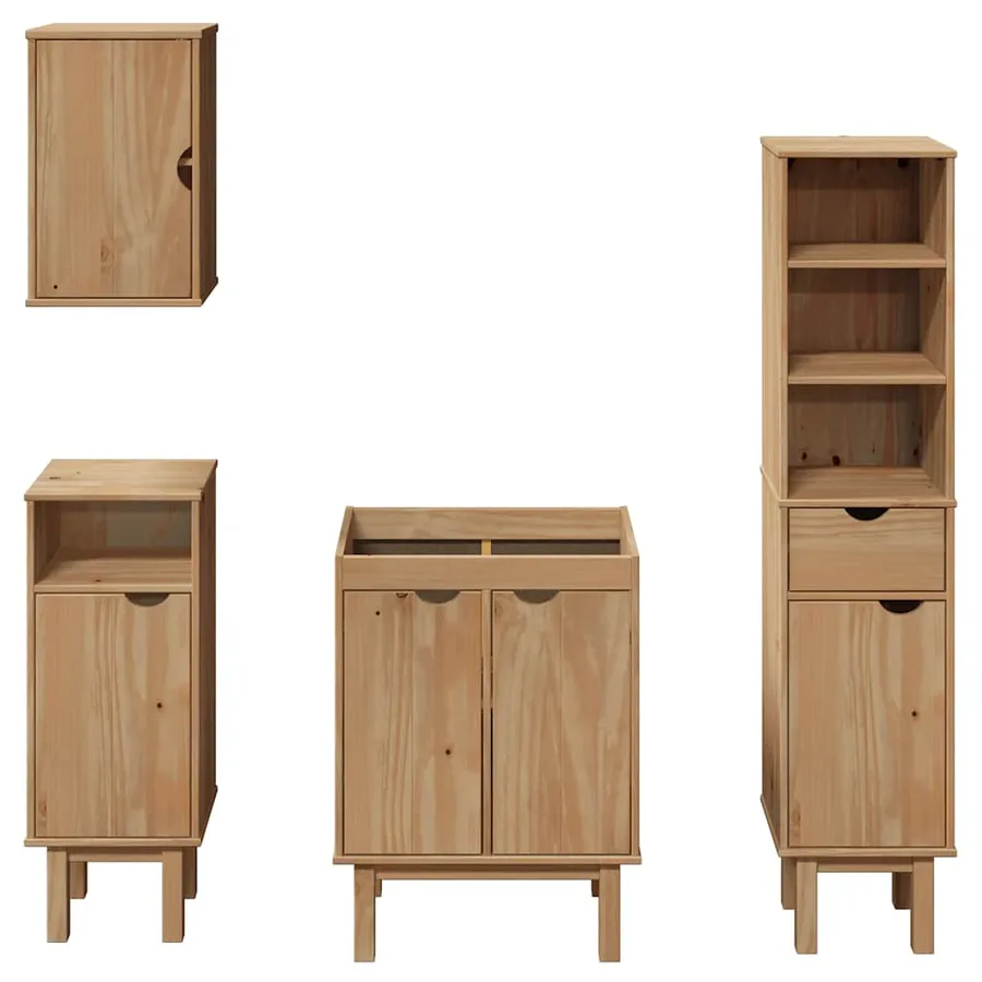 Ensemble de meubles salle de bain 4 pcs OTTA bois de pin massif - 4
