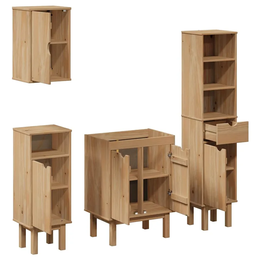 Ensemble de meubles salle de bain 4 pcs OTTA bois de pin massif - 5