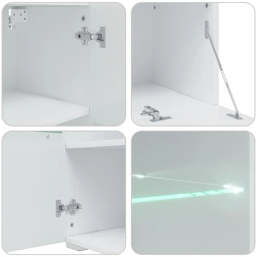 Meubles TV 5 pcs avec lumière LED indigo mat bois d'ingénierie - 12