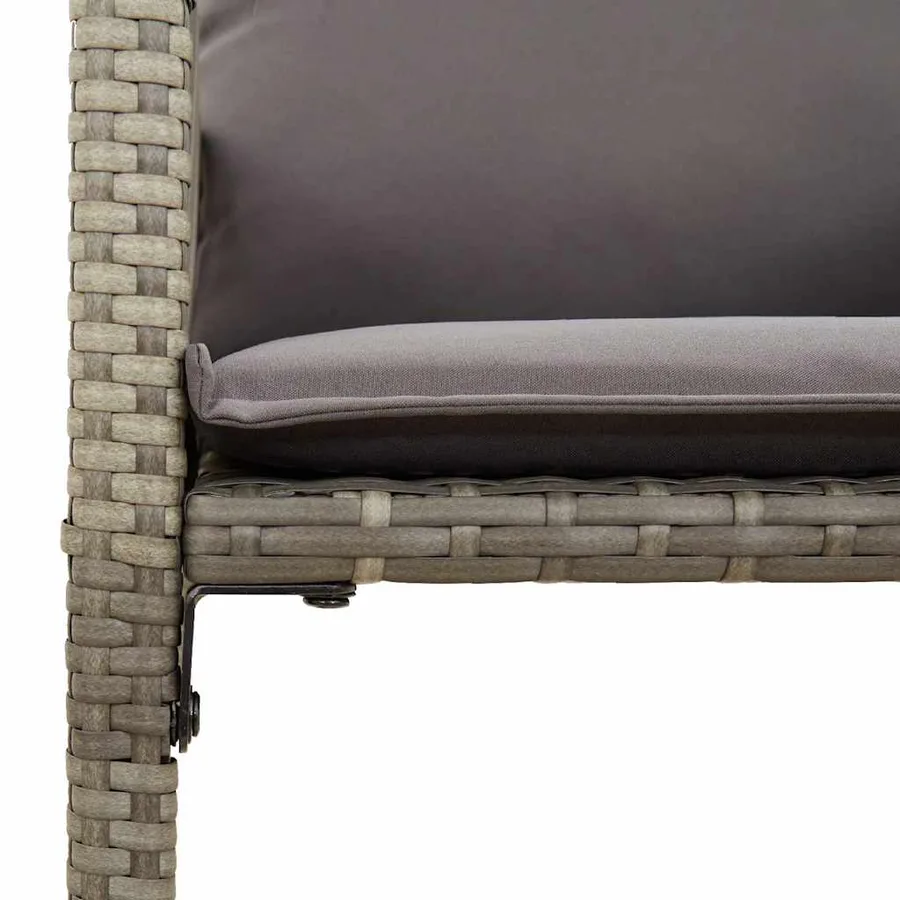 Ensemble de bar de jardin 3 pcs et coussins gris résine tressée - 6