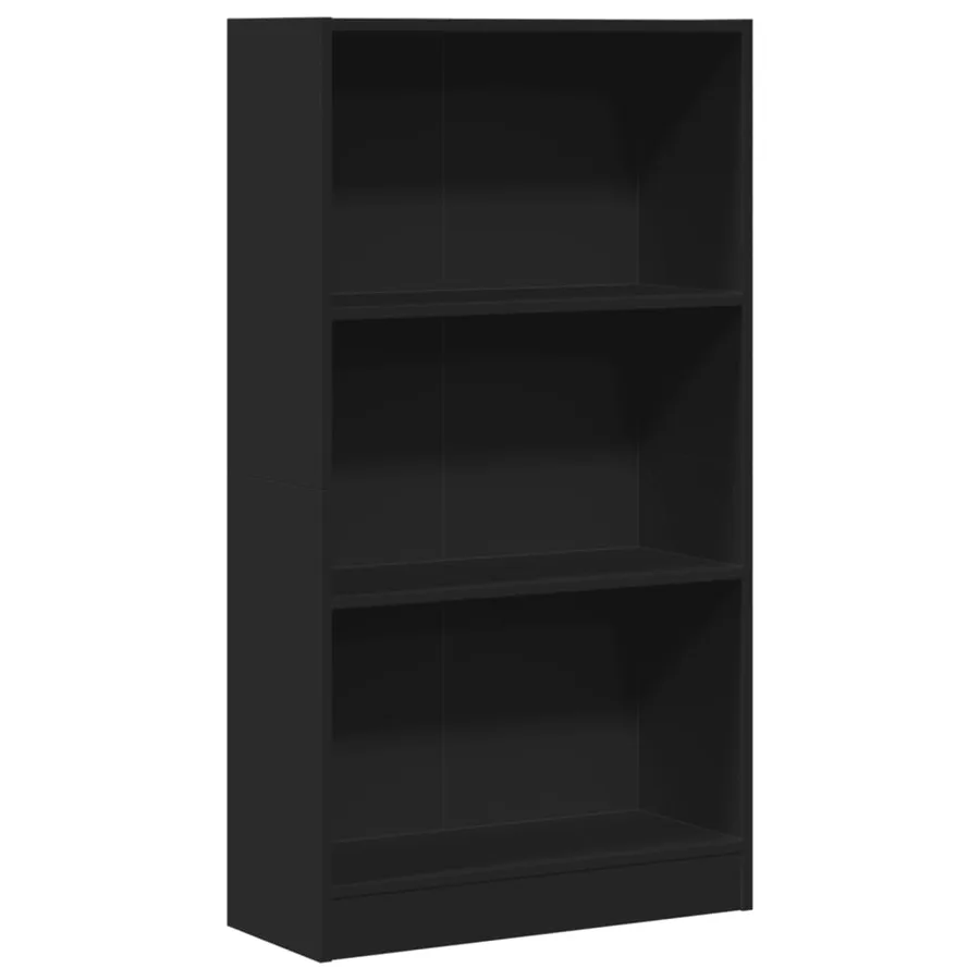 Bibliothèque noir 60x24x109 cm bois d'ingénierie - 2