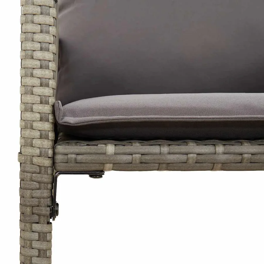 Ensemble de bar de jardin 7 pcs avec coussins gris poly rotin - 6