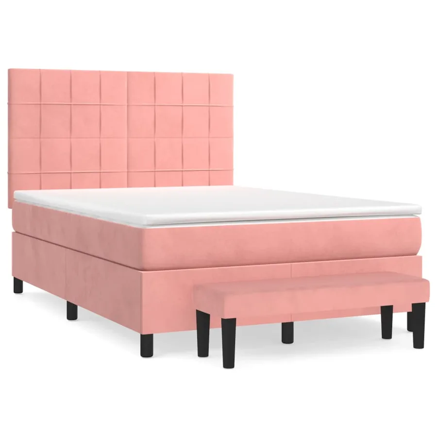 Sommier à lattes de lit avec matelas Rose 140x200 cm Velours - 2