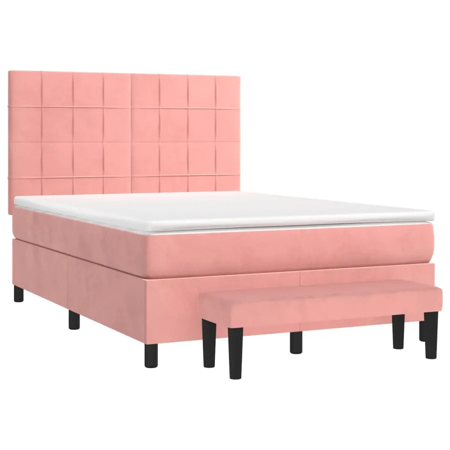 Sommier à lattes de lit avec matelas Rose 140x200 cm Velours - 3