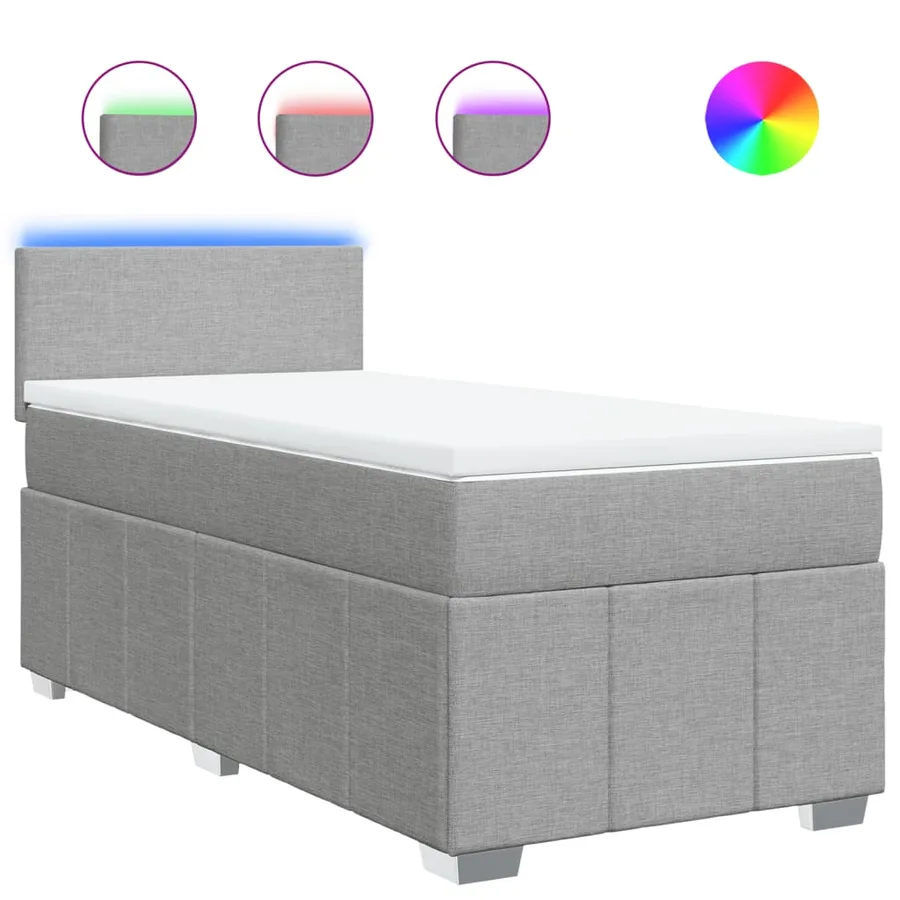 Sommier à lattes de lit avec matelas Gris clair 90x200 cm Tissu - 2