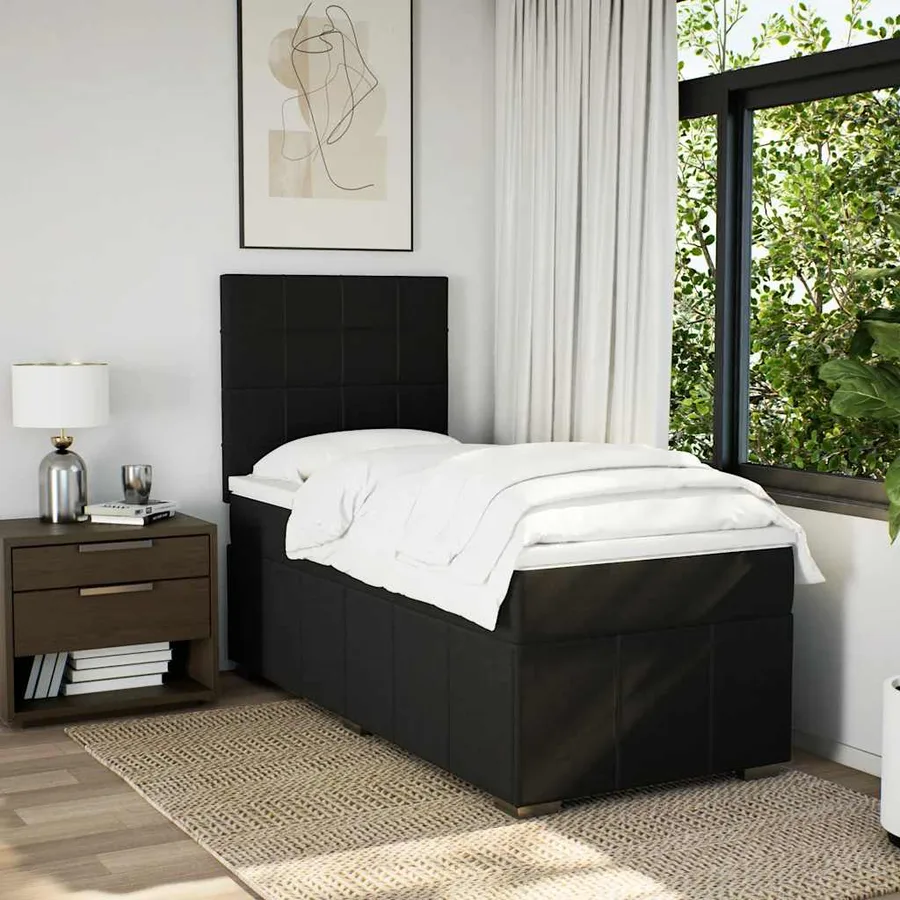 Sommier à lattes de lit et matelas Noir 80x200 cm Tissu - 5