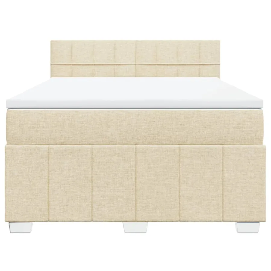 Sommier à lattes de lit avec matelas Crème 160x200 cm Tissu - 4