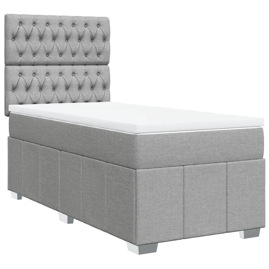 Sommier à lattes de lit avec matelas Gris clair 90x200 cm Tissu - 2