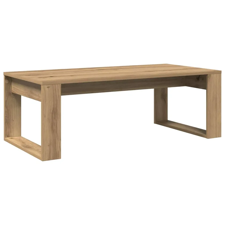 Table basse chêne artisanal 102x50x35 cm bois d'ingénierie - 2