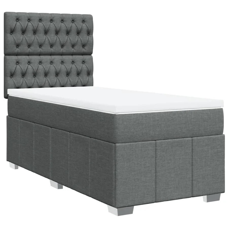 Sommier à lattes de lit avec matelas Gris foncé 100x200cm Tissu - 3