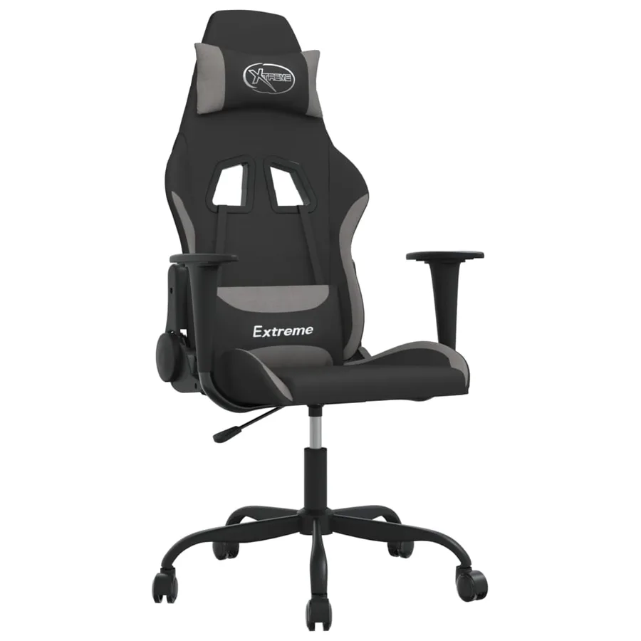 Chaise de jeu de massage Noir et gris clair Tissu - 2