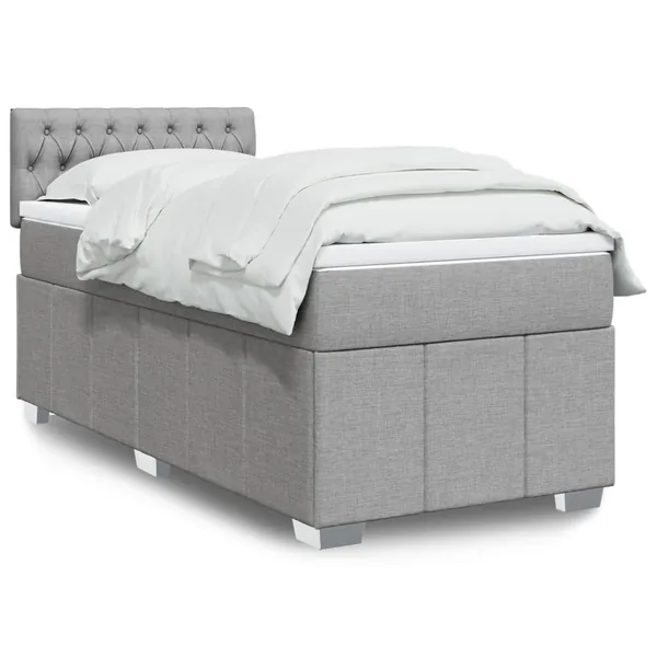 Sommier à lattes de lit avec matelas Gris clair 100x200cm Tissu