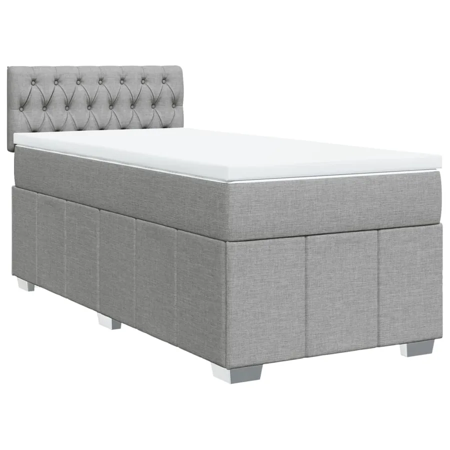Sommier à lattes de lit avec matelas Gris clair 100x200cm Tissu - 3