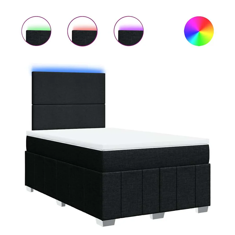 Sommier à lattes de lit avec matelas noir 120x190 cm tissu - 2