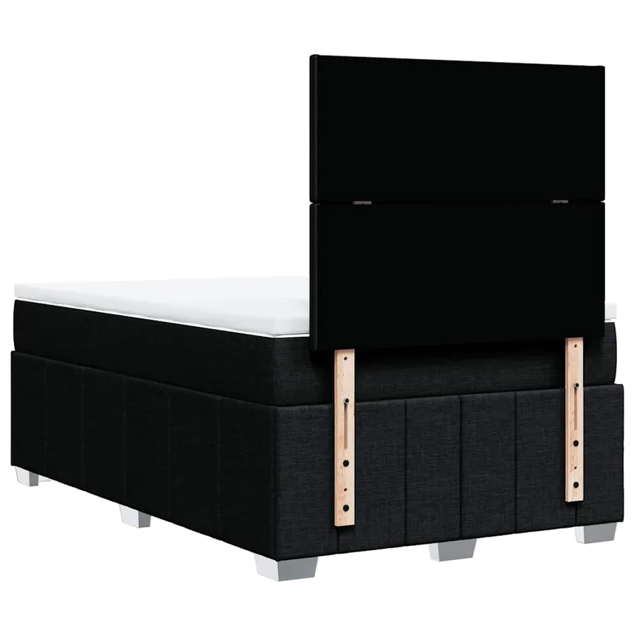Sommier à lattes de lit avec matelas noir 120x190 cm tissu - 8