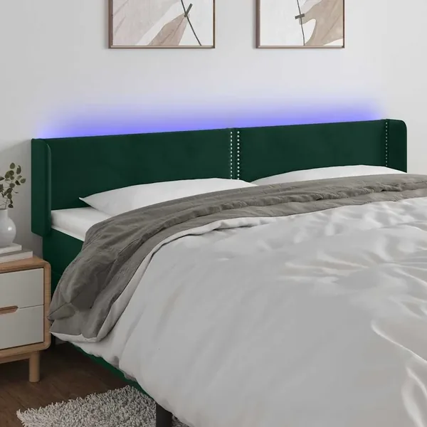 Tête de lit à LED Vert foncé 183x16x78/88 cm Velours