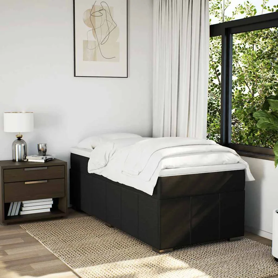 Sommier à lattes de lit avec matelas Noir 100x200 cm Tissu - 3