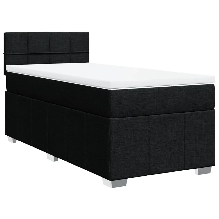 Sommier à lattes de lit avec matelas Noir 100x200 cm Tissu - 2