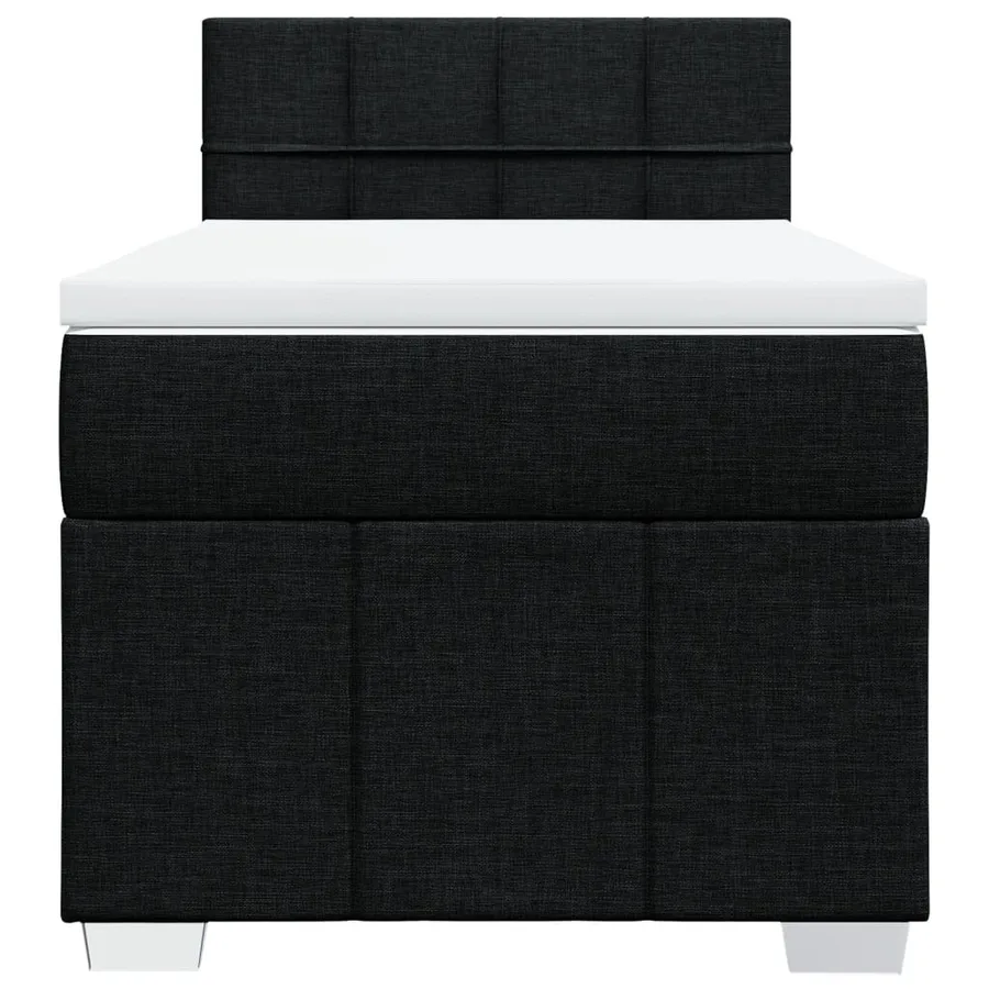 Sommier à lattes de lit avec matelas Noir 100x200 cm Tissu - 4
