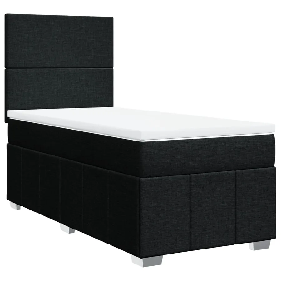 Sommier à lattes de lit avec matelas Noir 90x190 cm Tissu - 2