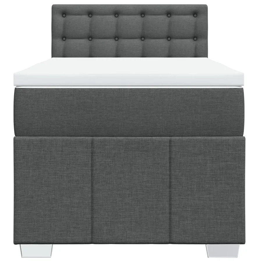 Sommier à lattes de lit et matelas Gris foncé 90x190 cm Tissu - 6