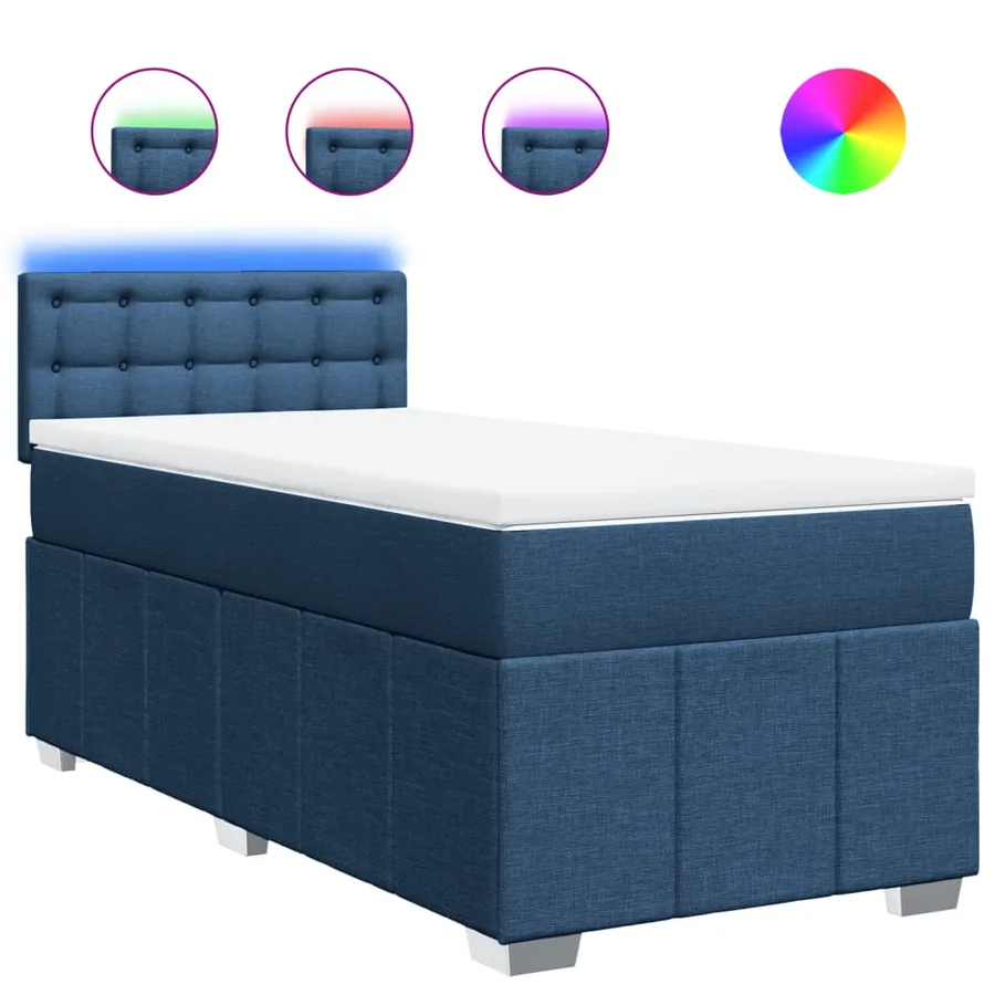 Sommier à lattes de lit avec matelas Bleu 90x200 cm Tissu - 2