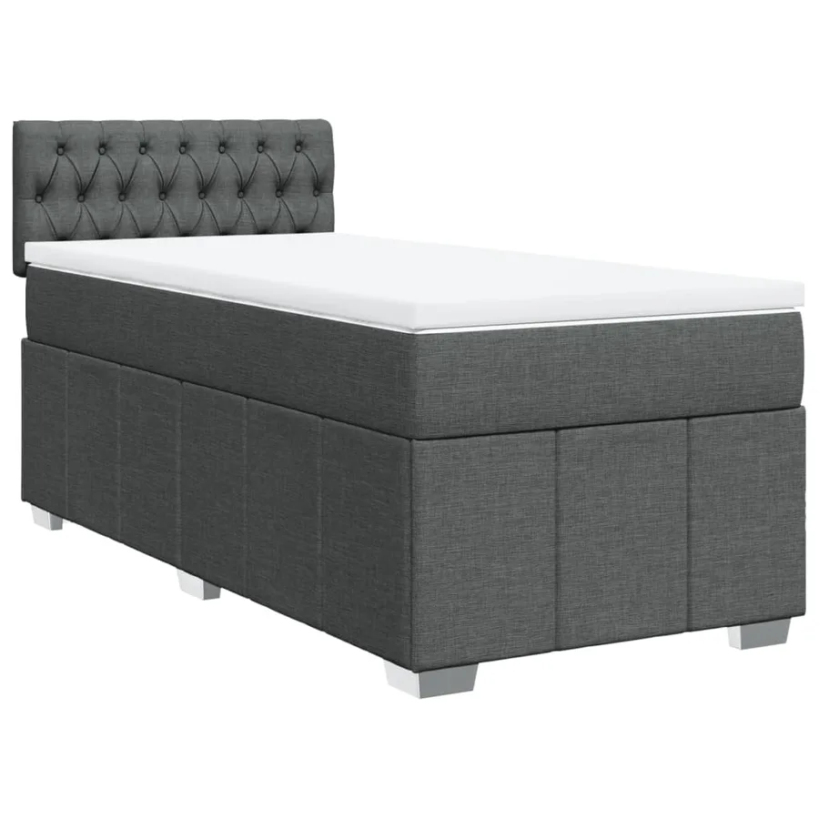 Sommier à lattes de lit et matelas Gris foncé 90x190 cm Tissu - 3