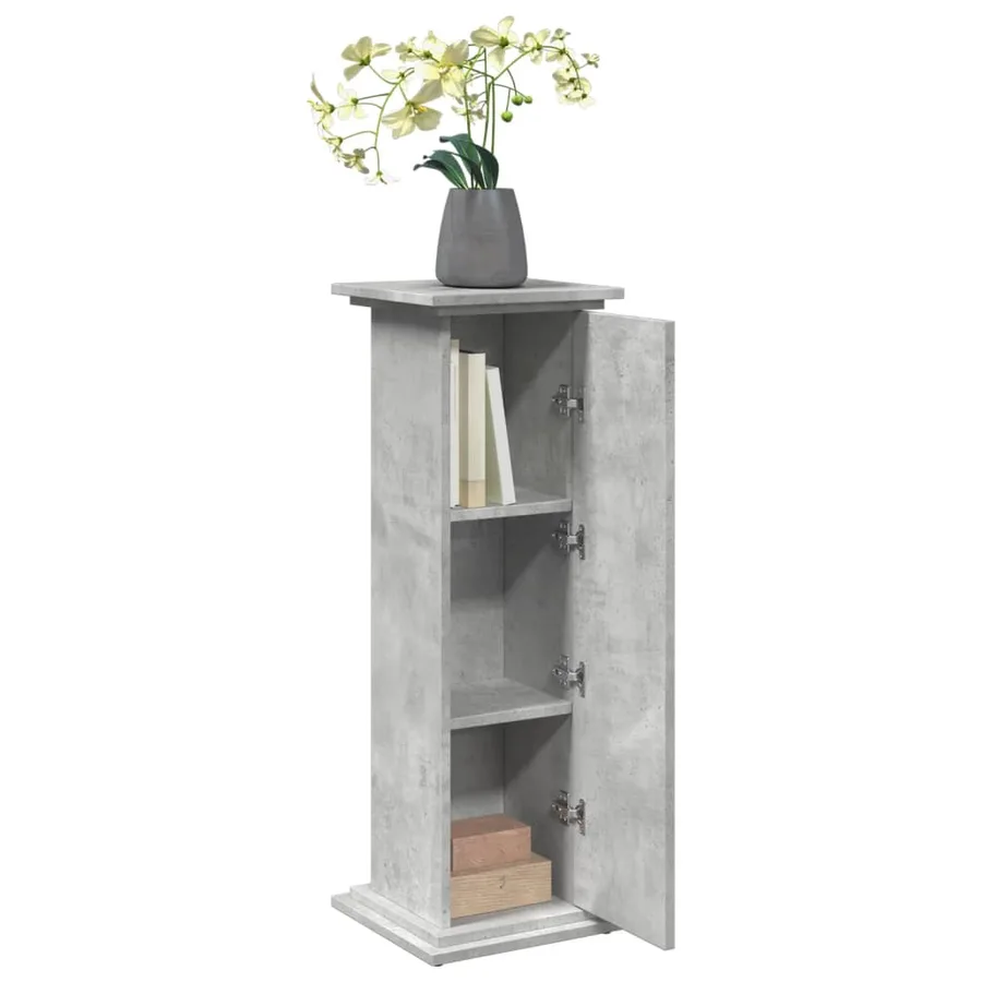 Piédestal avec rangement gris béton 31x30x90 cm bois ingénierie - 4