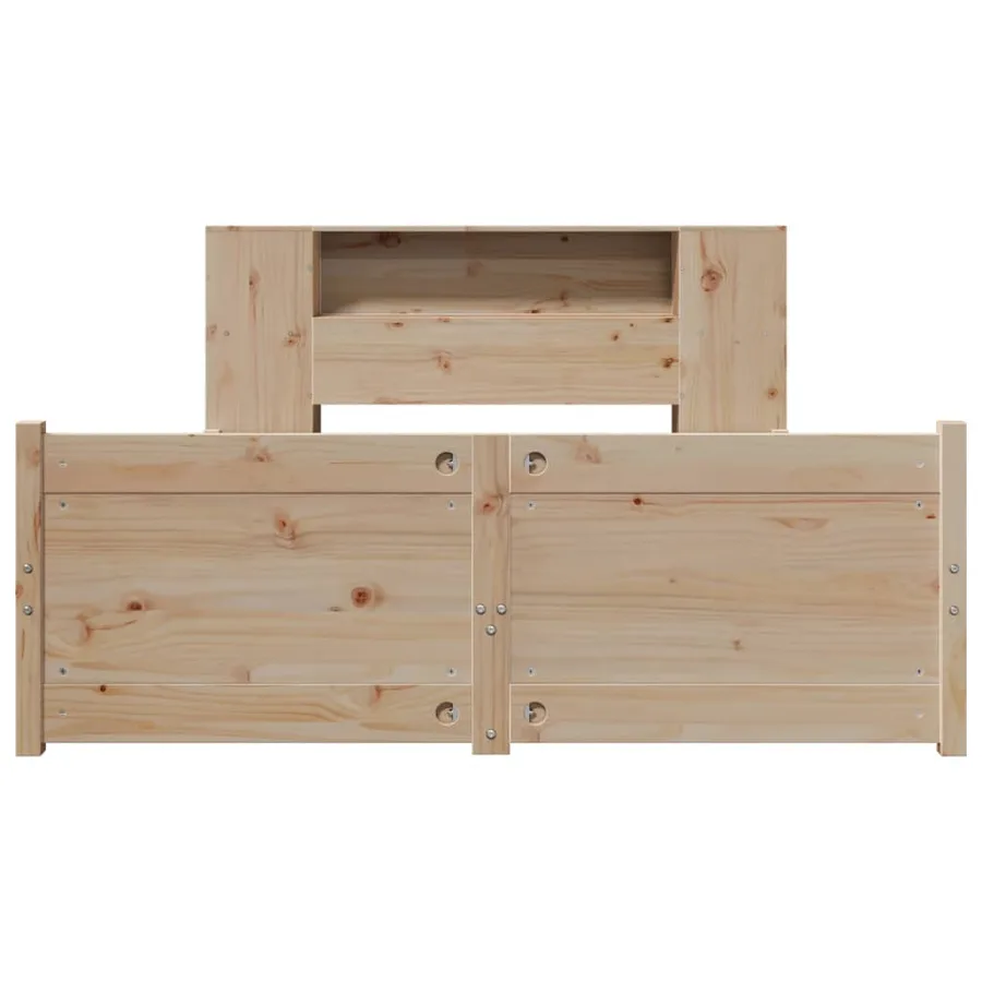 Lit bibliothèque sans matelas 160x200 cm bois massif de pin - 4