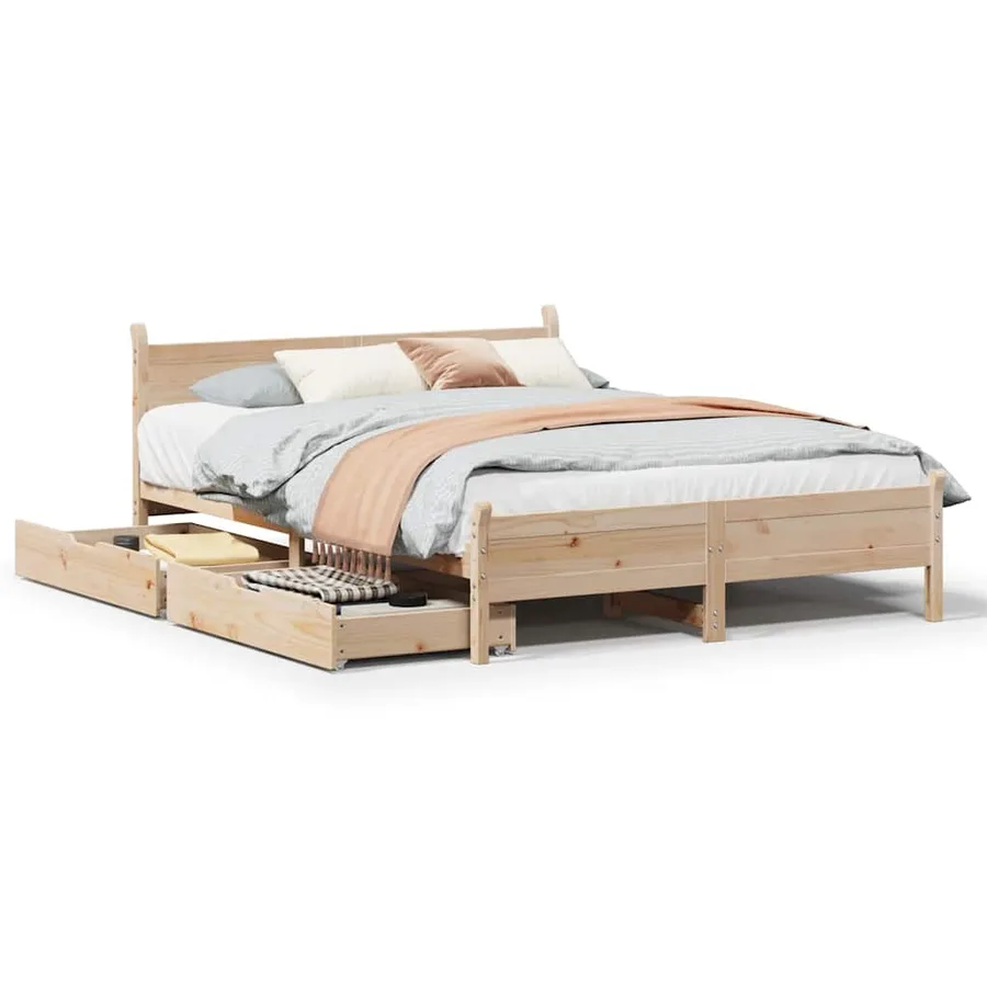 Cadre de lit sans matelas 120x190 cm bois de pin massif - 2