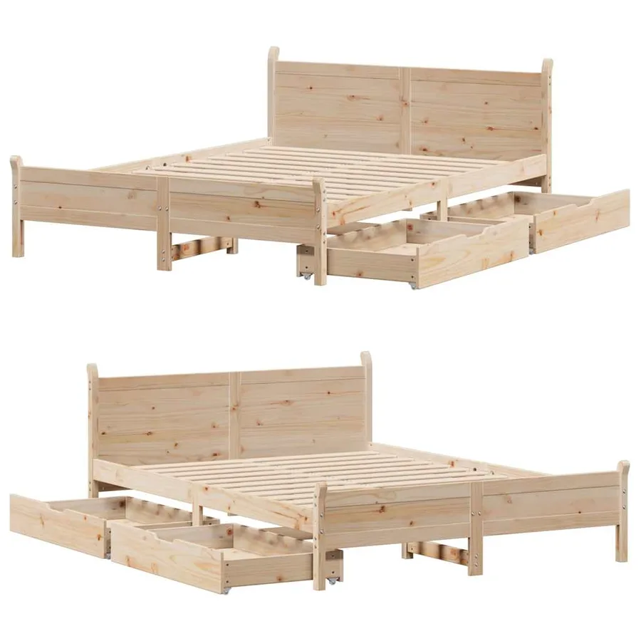 Cadre de lit sans matelas 120x190 cm bois de pin massif - 9