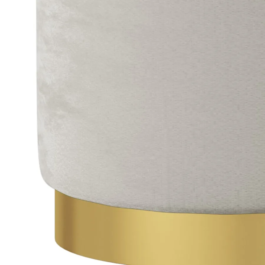 Tabouret de rangement rond Gris clair Velours 31 x 37 cm - 4