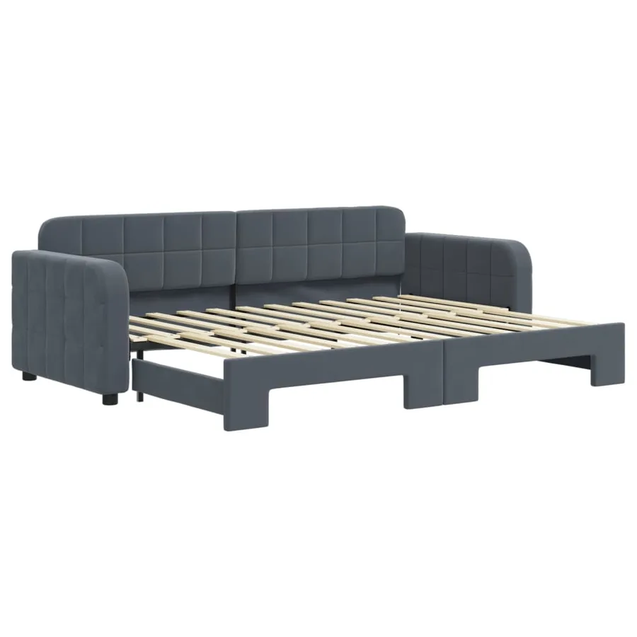 Lit de jour avec gigogne sans matelas gris foncé 80x200 cm - 2