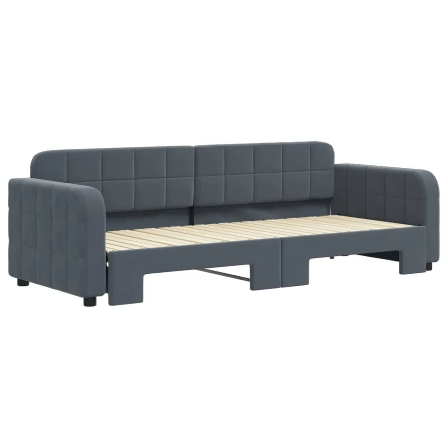Lit de jour avec gigogne sans matelas gris foncé 80x200 cm - 3
