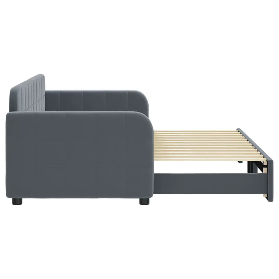 Lit de jour avec gigogne sans matelas gris foncé 80x200 cm - 4