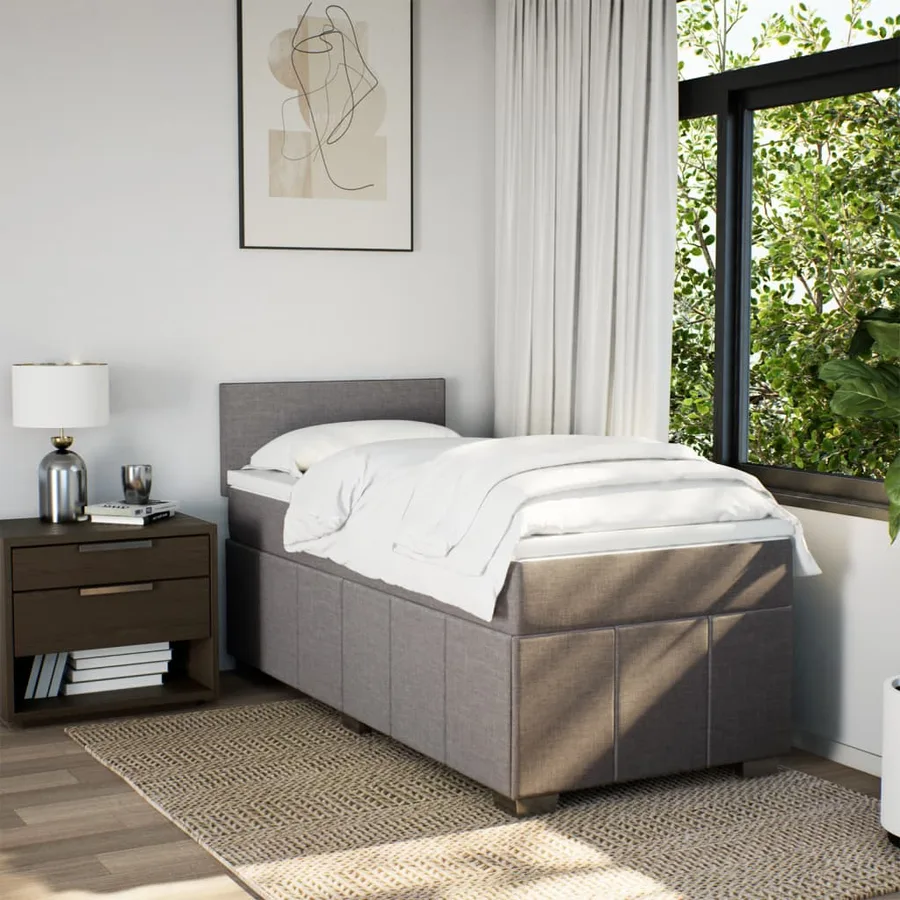 Sommier à lattes de lit avec matelas Taupe 90x190 cm Tissu - 3