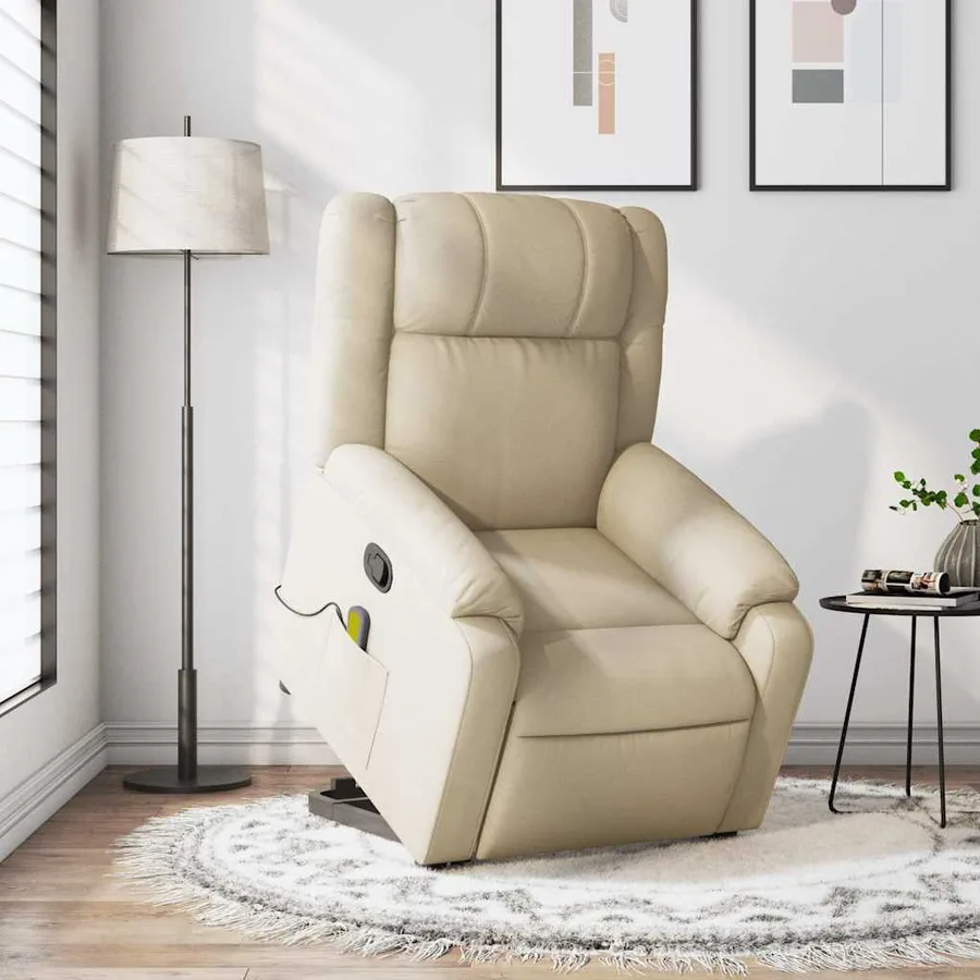Fauteuil inclinable de massage Crème Tissu - 16