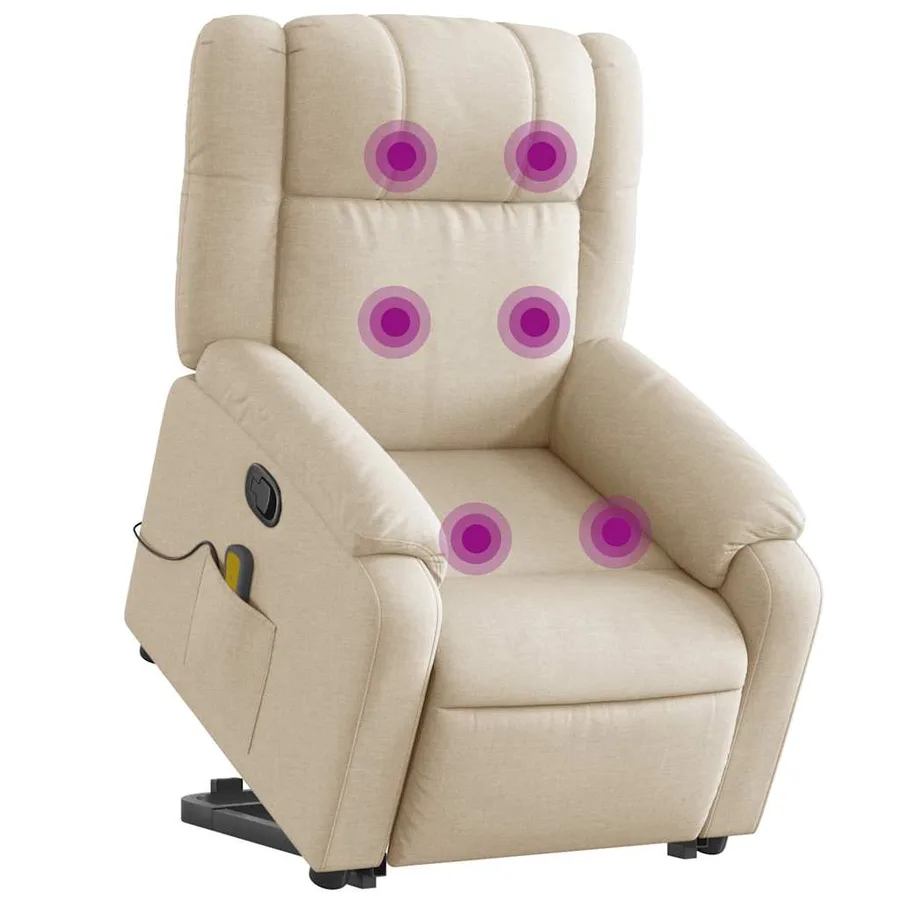 Fauteuil inclinable de massage Crème Tissu - 3