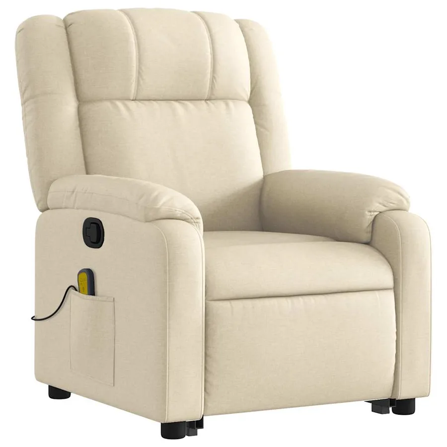 Fauteuil inclinable de massage Crème Tissu - 4