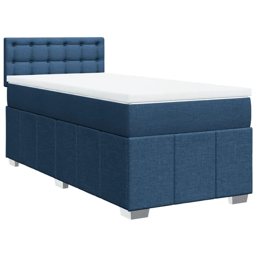 Sommier à lattes de lit avec matelas Bleu 100x200 cm Tissu - 3