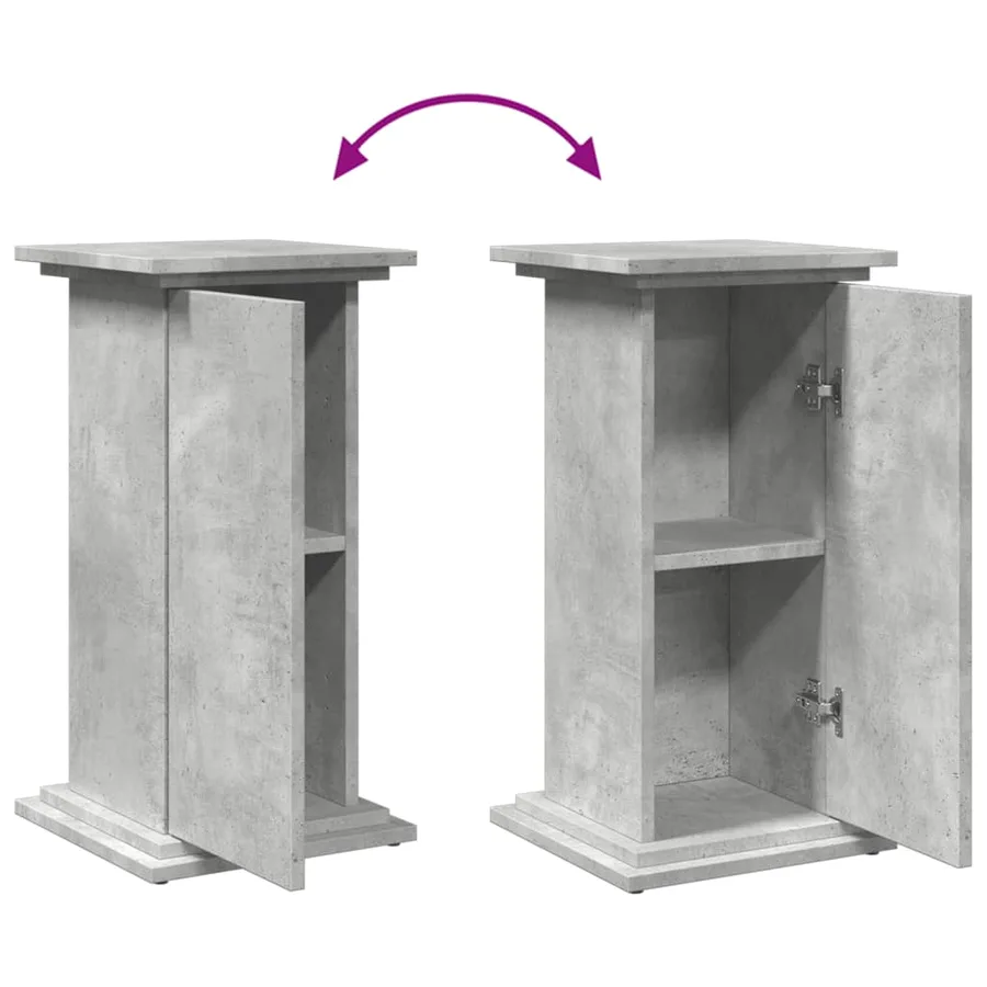 Piédestal avec rangement gris béton 31x30x60 cm bois ingénierie - 9