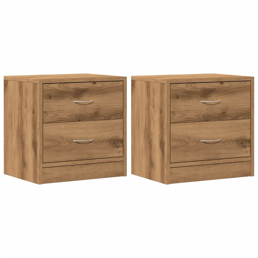 Tables de chevet 2 pcs chêne artisanal bois d'ingénierie - 2