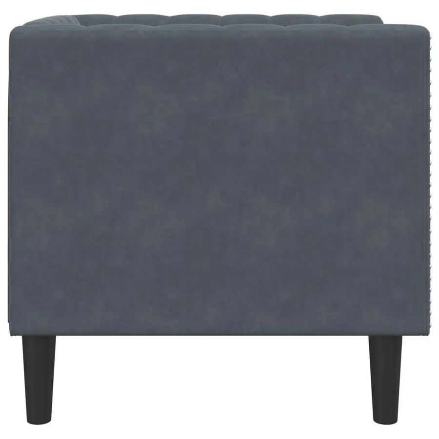 Fauteuil Chesterfield gris foncé velours - 5