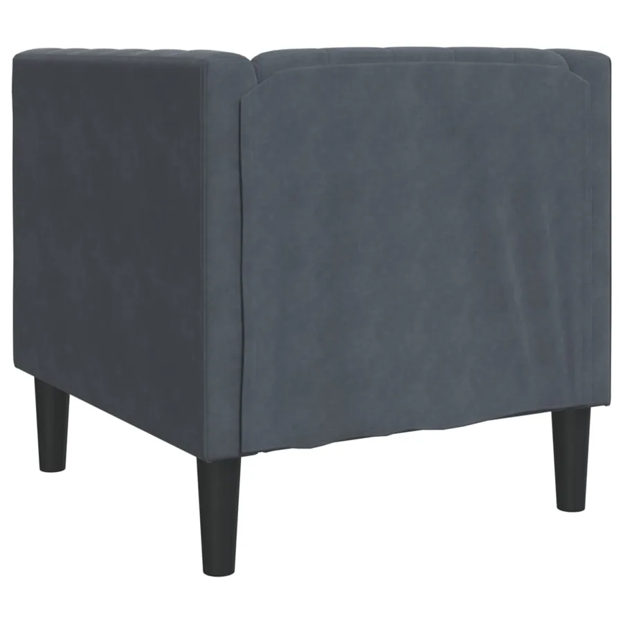 Fauteuil Chesterfield gris foncé velours - 6