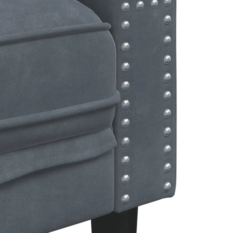 Fauteuil Chesterfield gris foncé velours - 7
