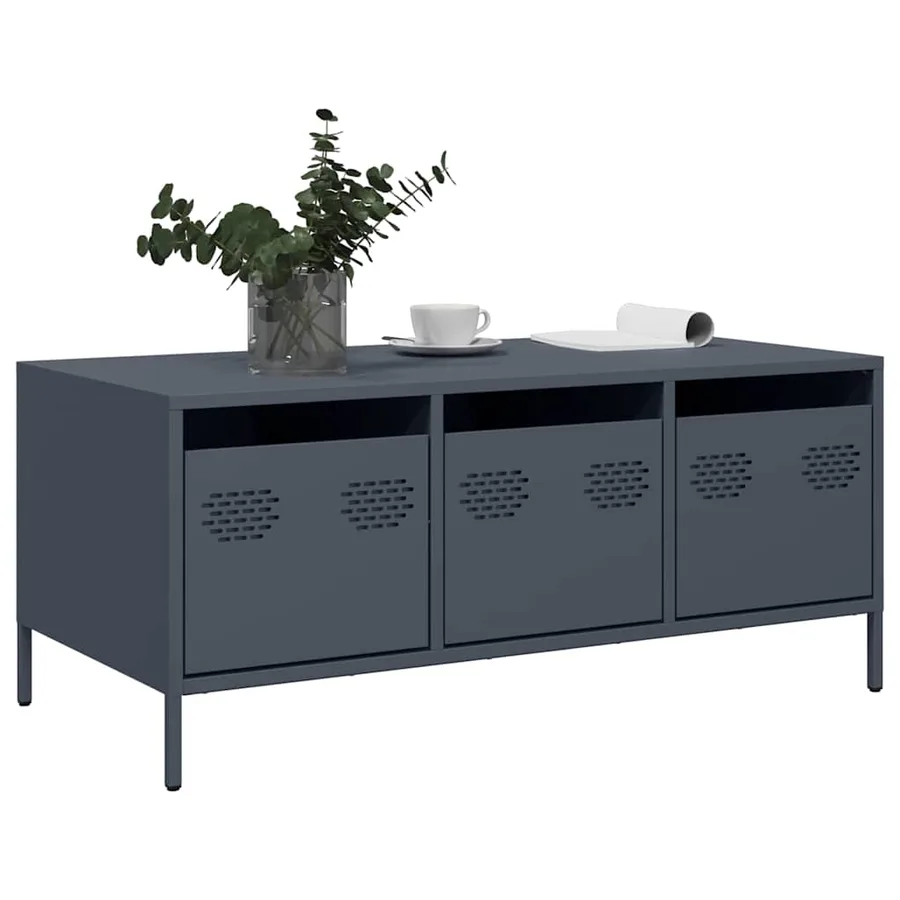 Table basse anthracite 101,5x50x43,5 cm acier laminé à froid - 3