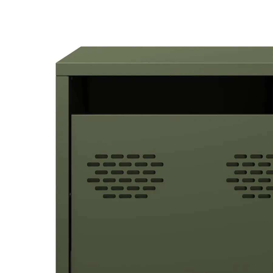 Meuble TV vert olive 101,5x39x43,5 cm acier laminé à froid - 10