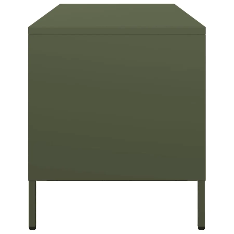 Meuble TV vert olive 101,5x39x43,5 cm acier laminé à froid - 6