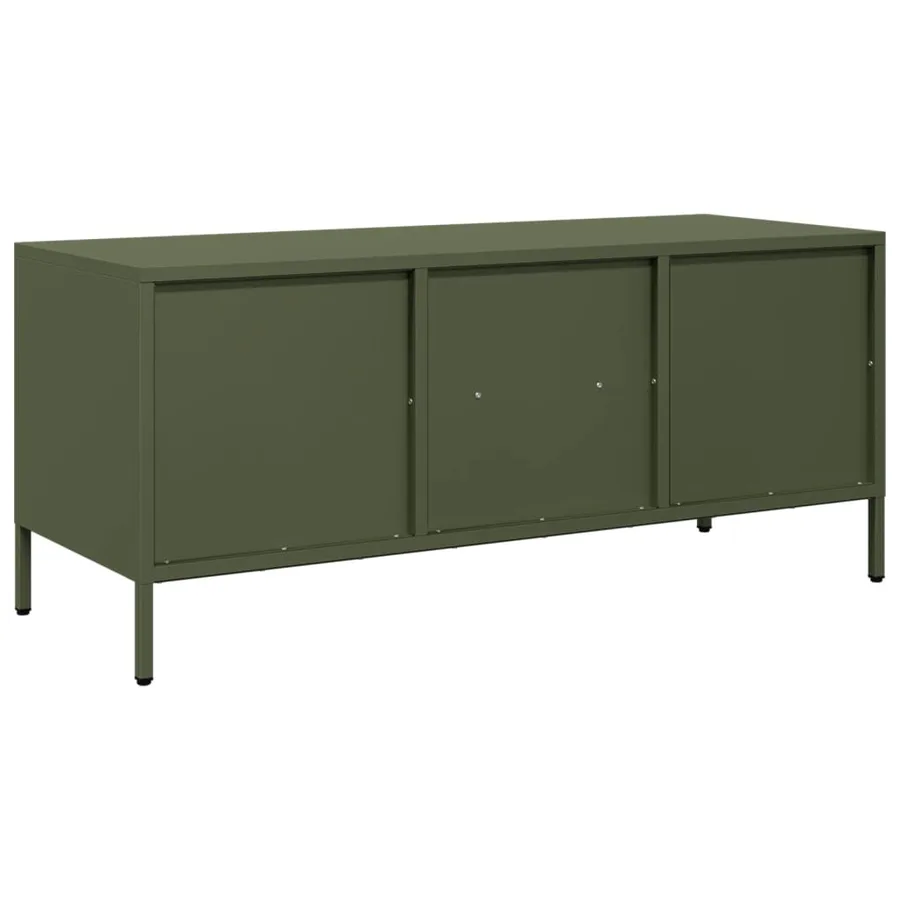 Meuble TV vert olive 101,5x39x43,5 cm acier laminé à froid - 7